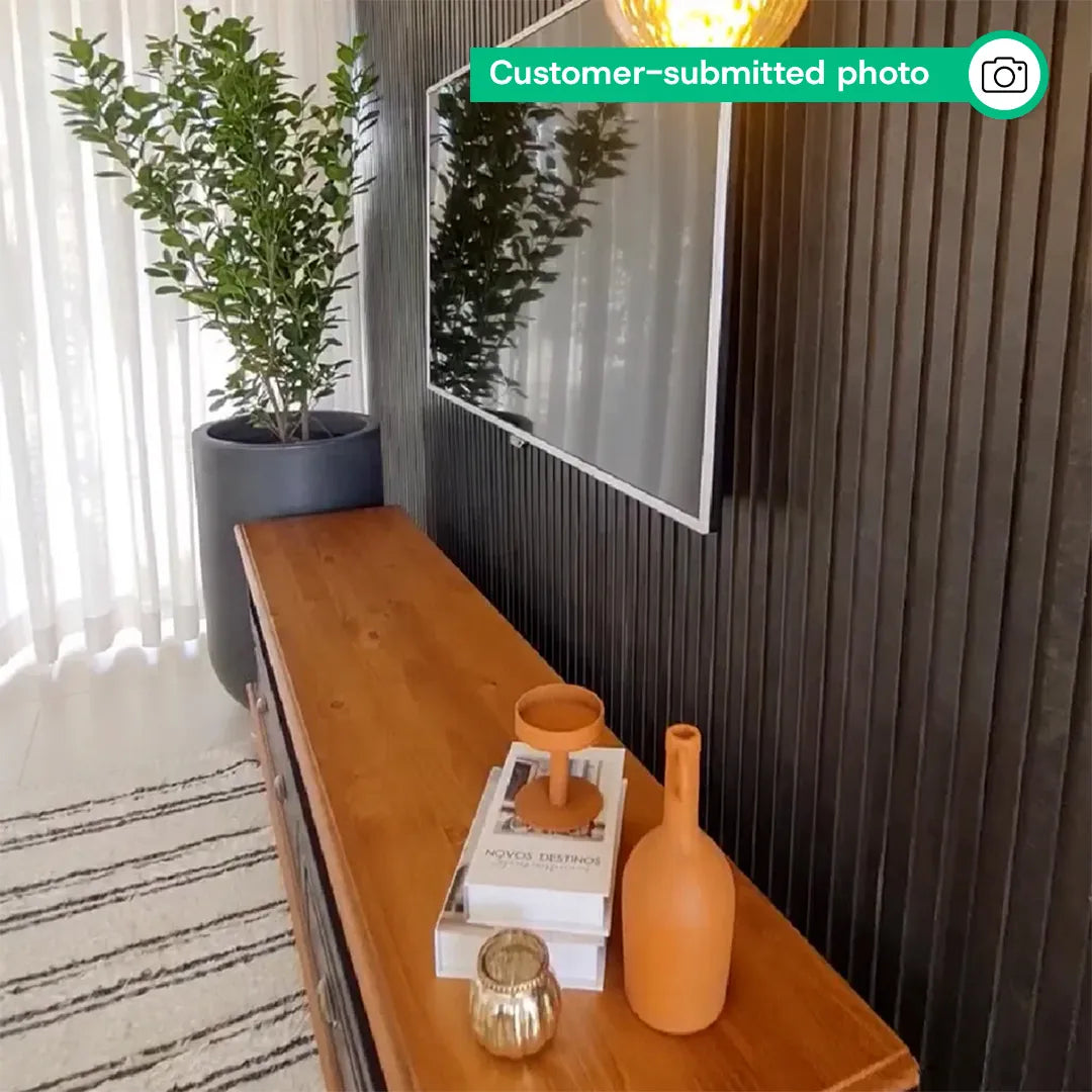 Peel & Stick Slatted Wall Panels - DIY Laminate Wood Look Decor
